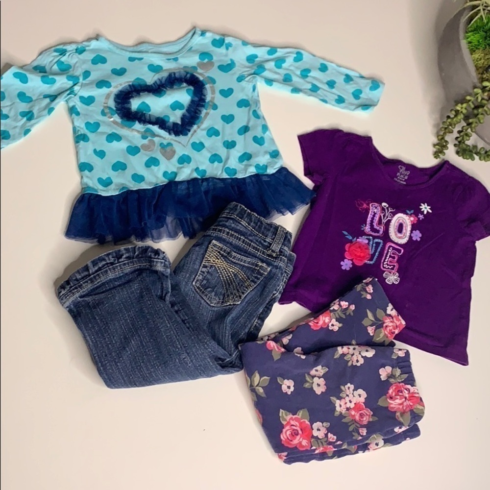 4 Piece Trendy Baby Girl 18 Month Bundle clothes infant purple / blue